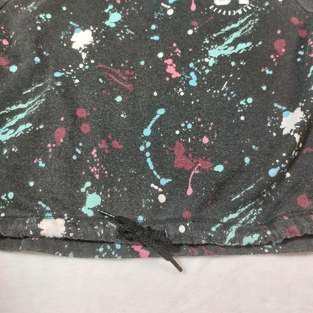 Justice Active Black Paint Splatter Hoodie Size 6